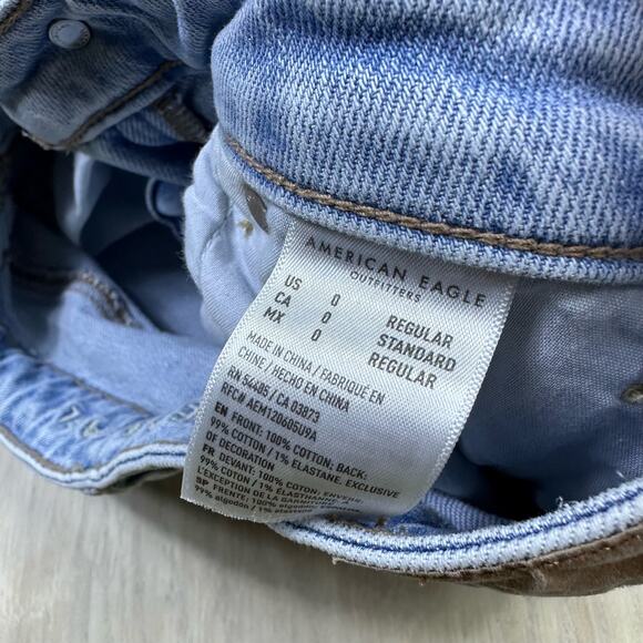 American Eagle Strigio Mom Jean Distressed Destroyed Ripped High Rise Jeans 0 - Picture 16 of 16